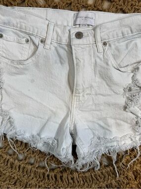 Women’s Lucky Brand White Frayed Hem Denim Shorts